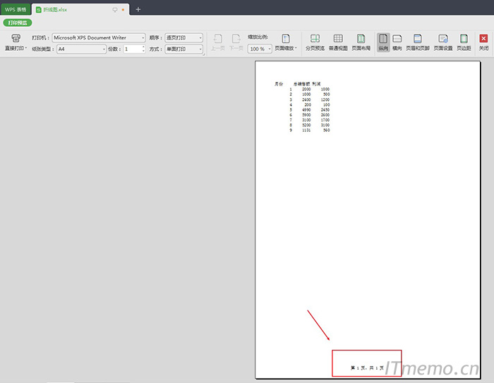 下图为：添加水印显示页码水印效果，第一页，共x页。