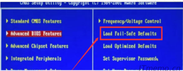 开机按 F2 键进入BIOS界面，然后按 F9 键，或手动选择：恢复BIOS默认设置（Load Fail-Safe Defaults）