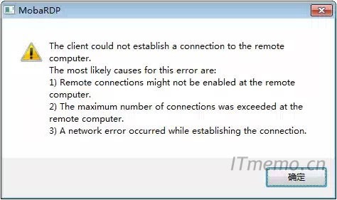 解决：The client could not establish a connection to the remote computer