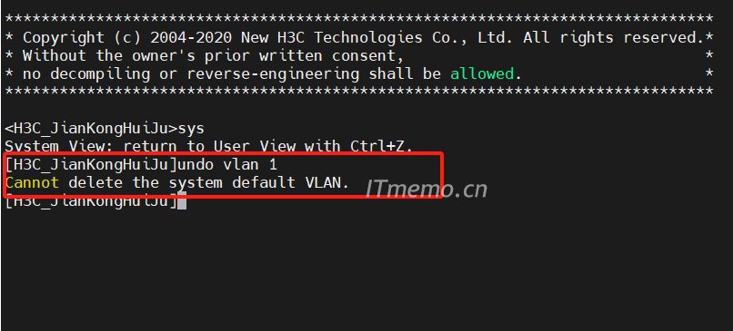【疑问解答】Cannot delete the system default VLAN.